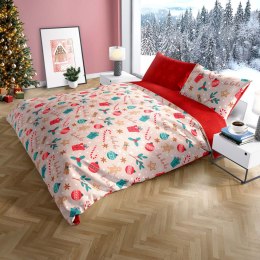 Pościel bawełniana 220x200 + 2x70x80 świąteczna wzór 082