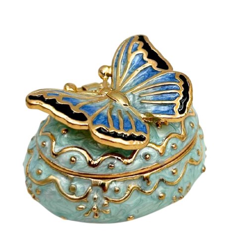 Ekskluzywne Pudełko na Biżuterię Szkatułka - Motylek z Kryształkami - B0782-00BL