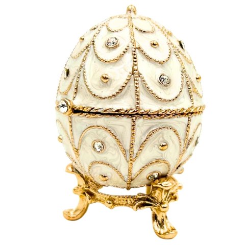 Ekskluzywne Szkatułka Jajo Fabergé Metalowa z Kryształkami - B0748-17WH