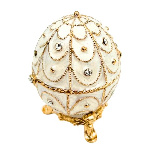 Ekskluzywne Szkatułka Jajo Fabergé Metalowa z Kryształkami - B0748-17WH