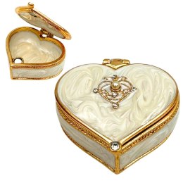 Ekskluzywne Szkatułka Pudełeczko na Biżuterię Serce z Kryształkami - B0767-06WH