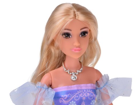 Lalka księżniczka w balowej sukni z białym koniem i karocą kareta ZA5419