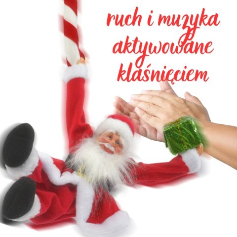 MIKOŁAJ ŚWIĄTECZNY LASKA CANDY GRAJĄCY WISZĄCY 82CM MICA