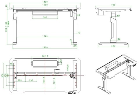 Biurko Gamingowe Angel Nemezis White 1,4m