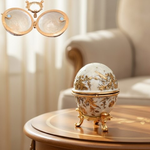 Ekskluzywne Szkatułka Jajo Fabergé Metalowa z Kryształkami - B0794-00