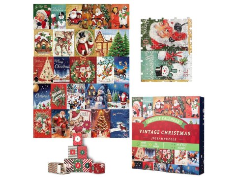 Kalendarz adwentowy PUZZLE - 24 świąteczne układanki w stylu VINTAGE ZA5885