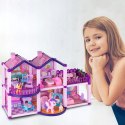 Domek dla lalek różowy duży piętrowy z mebelkami kucyki koniki dla dzieci