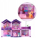 Domek dla lalek różowy duży piętrowy z mebelkami kucyki koniki dla dzieci