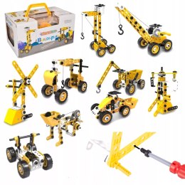 Klocki konstrukcyjne 8w1 pojazdy edukacyjne zestaw walizka 100 el