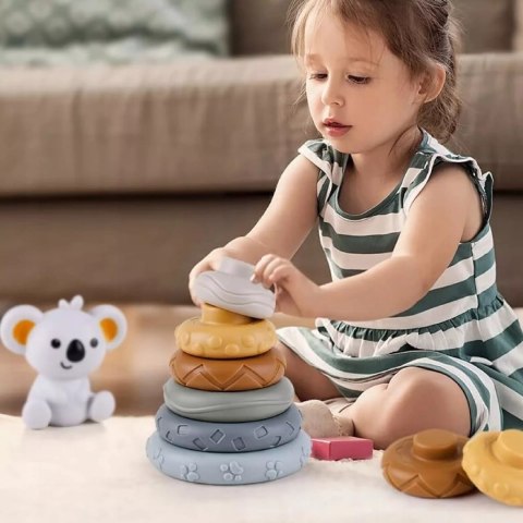 Klocki sensoryczne gumowe miękkie Montessori wieża piramida 13 el