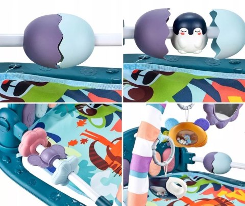 Mata edukacyjna z pianinkiem grzechotki gryzaki interaktywna dla niemowląt