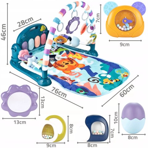 Mata edukacyjna z pianinkiem grzechotki gryzaki interaktywna dla niemowląt