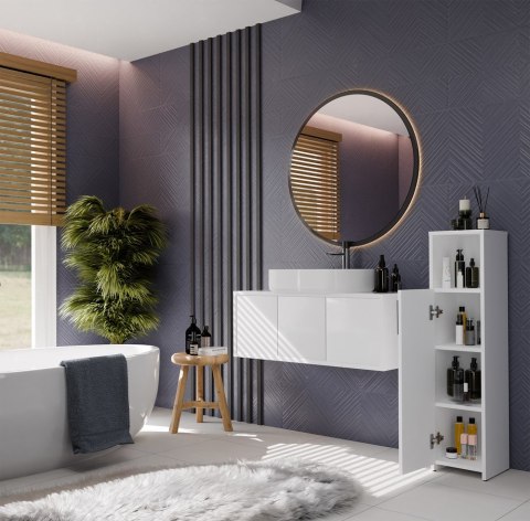 Słupek Łazienkowy ALVO 1D BIAŁY 4 Półki 1 Drzwi Szafka Do Łazienki