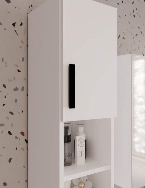 Słupek Łazienkowy ALVO 2D BIAŁY 8 Półek 2 Drzwi Szafka Do Łazienki