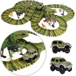 Tor samochodowy dla dzieci Dino Park wyścigowy zestaw 230 el dinozaury