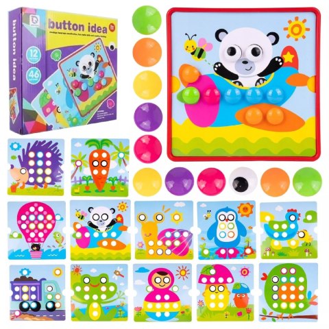 Układanka guzikowa Montessori mozaika edukacyjna trening małej rączki Miś