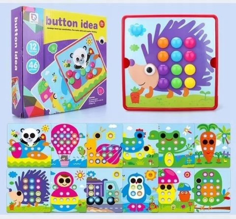 Układanka guzikowa Montessori mozaika edukacyjna trening małej rączki Miś