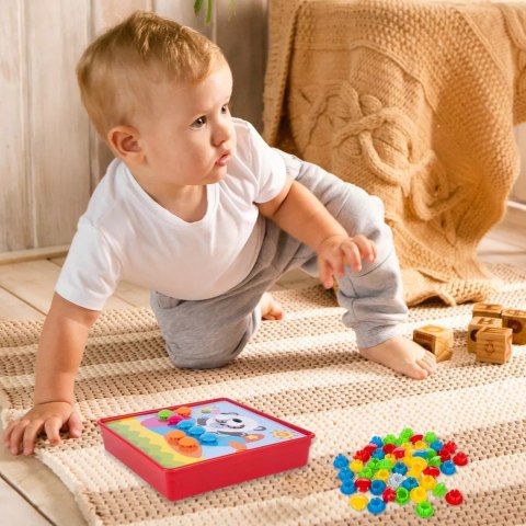 Układanka guzikowa Montessori mozaika edukacyjna trening małej rączki Miś