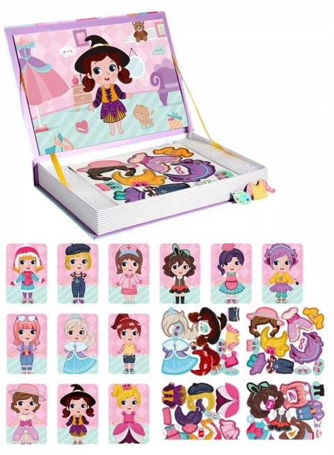 Układanka magnetyczna ubieranka dziewczynki kreatywne puzzle 51 magnesów