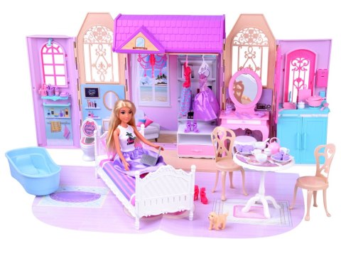 Rozkładany domek dla lalki walizka mebelki + lalka Anlily ZA5694