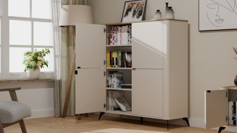 Komoda CORDOBA 4D Kaszmir Beż Dąb Castello Szafka 4 Drzwi 8 Półek Salon