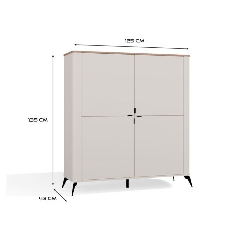 Komoda CORDOBA 4D Kaszmir Beż Dąb Castello Szafka 4 Drzwi 8 Półek Salon