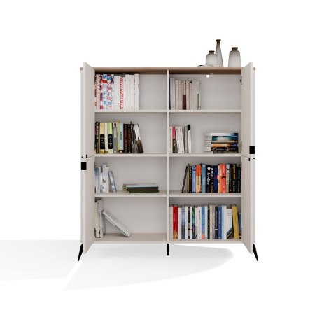 Komoda CORDOBA 4D Kaszmir Beż Dąb Castello Szafka 4 Drzwi 8 Półek Salon