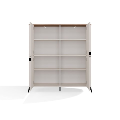 Komoda CORDOBA 4D Kaszmir Beż Dąb Castello Szafka 4 Drzwi 8 Półek Salon