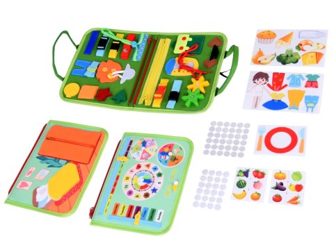 Materiałowa edukacyjna książeczka manipulacyjna Montessori zegar ZA6022