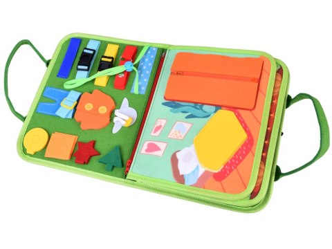 Materiałowa edukacyjna książeczka manipulacyjna Montessori zegar ZA6022