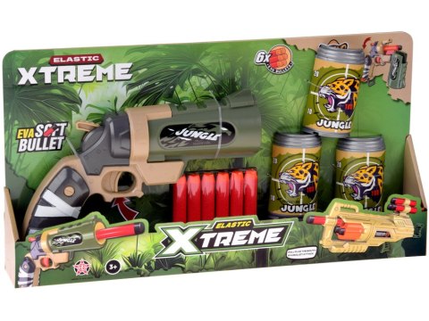 Pistolet na piankowe naboje + puszki zestaw strzelecki dla dzieci ZA5981