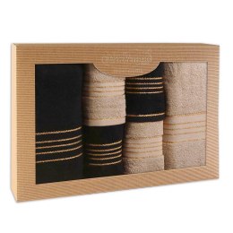 Ręcznik D Bawełna 100% Tiwano Cappuccino + Czarny (P) 2x30x50+2x50x90+2x70x140 kpl.