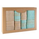 Ręcznik D Bawełna 100% Tiwano Cappuccino + Jasny Turkus (P) 2x30x50+2x50x90+2x70x140 kpl.