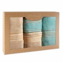 Ręcznik D Bawełna 100% Tiwano Cappuccino + Jasny Turkus (P) 2x50x90+2x70x140 kpl.
