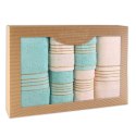 Ręcznik D Bawełna 100% Tiwano Krem + Jasny Turkus (P) 2x30x50+2x50x90+2x70x140 kpl.