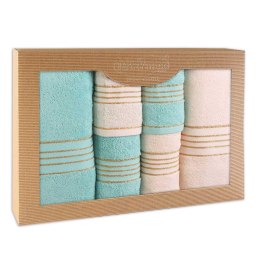 Ręcznik D Bawełna 100% Tiwano Krem + Jasny Turkus (P) 2x30x50+2x50x90+2x70x140 kpl.