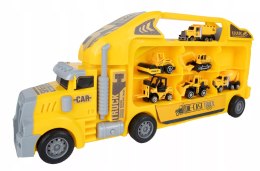 Ciężarówka walizka z metalowymi autkami budowlanymi 6 szt światła i dźwięki