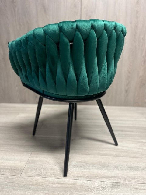 Krzesło plecione Lugano fotel TRECCIA GREEN VELVET SMOKE