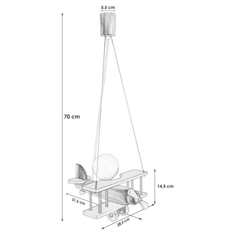 Lampa wisząca Samolot mały błękitno-naturalny