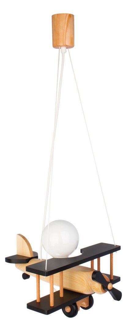 Lampa wisząca Samolot mały czarno-naturalny