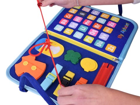 Materiałowa książeczka manipulacyjna edukacyjna + tablica markery ZA6024