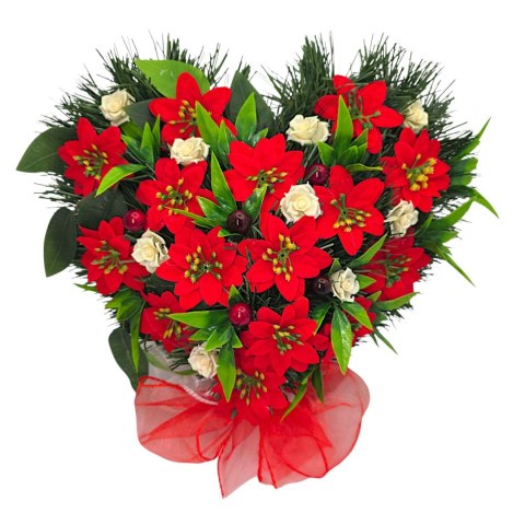 Stroik na cmentarz serce na boże narodzenie kompozycja kwiatowa