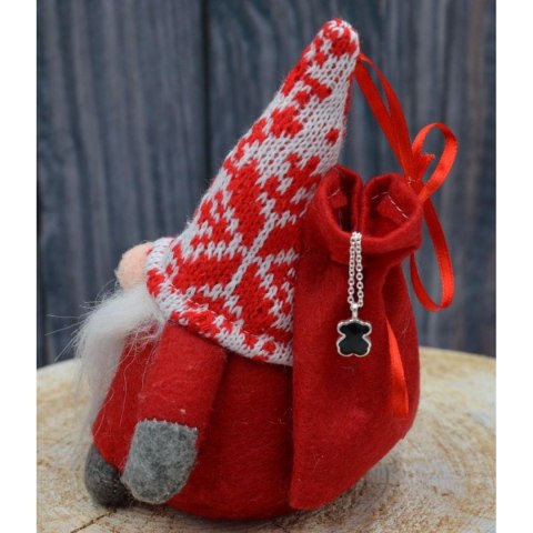 MIKOŁAJEK DEKORACYJNY Z WORKIEM NA PREZENT 15CM CZERWONY