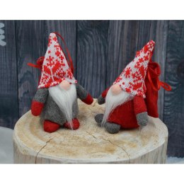 MIKOŁAJEK DEKORACYJNY Z WORKIEM NA PREZENT 15CM SZARY