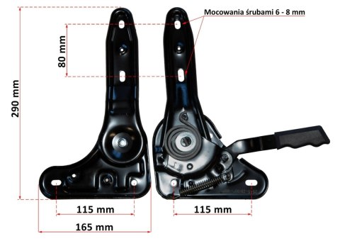 REGULATOR ZAWIAS KĄTA NACHYLENIA OPARCIA FOTELA OBROTOWEGO GTR-GTS