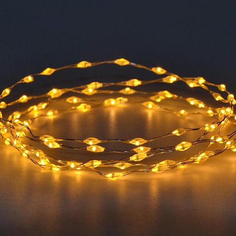 LAMPKI DRUCIKI NA BATERIE GIRLANDA 90 LED CIEPŁY BIAŁY FLASH LUCA