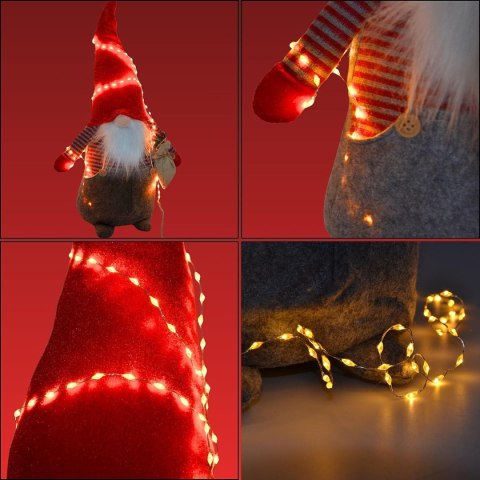 LAMPKI DRUCIKI NA BATERIE GIRLANDA 90 LED CIEPŁY BIAŁY FLASH LUCA