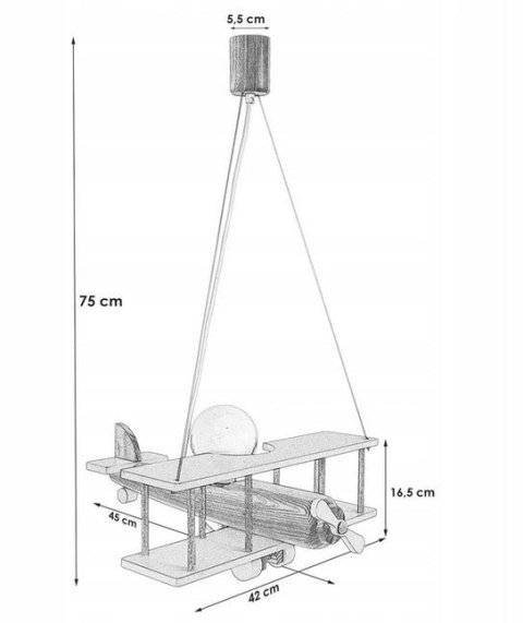 Lampa wisząca Samolot duży błękitno-naturalny