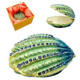 Pudełeczko Szkatułka na Biżuterię Zdobione Kryształkami - Muszelka - HX068