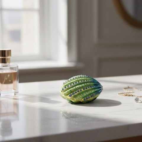 Pudełeczko Szkatułka na Biżuterię Zdobione Kryształkami - Muszelka - HX068